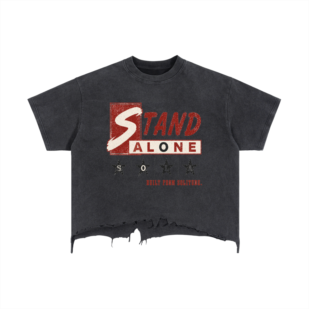 “Stand Alone” Boxy Wash Distressed T-Shirt